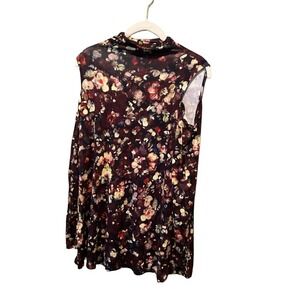 Cupid Blouse Top Women Size M Multicolor Floral Turtle Neck Long Sleeve Pullover